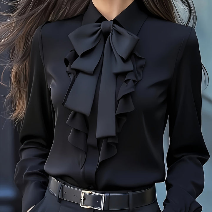 Lange Mouw Blouse Dames | Strikdetail &amp; Verfijnde Look