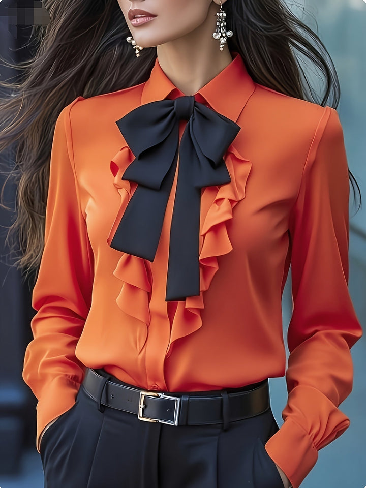 Lange Mouw Blouse Dames | Strikdetail &amp; Verfijnde Look