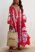Lange Mouwen Jurk Dames | Boheemse Maxi met Bloemenprint