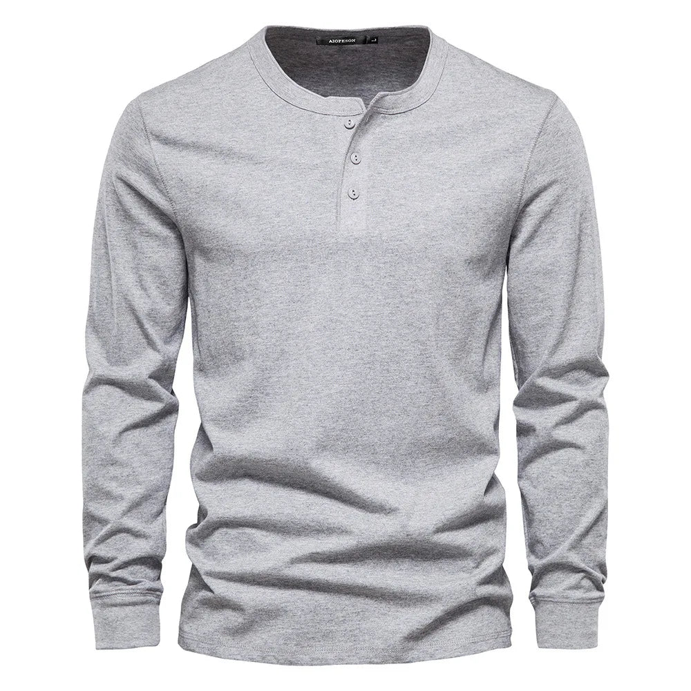 Lange Mouwen Shirt Heren | Comfortabele Henley-pasvorm