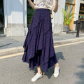 Lange Rok Dames | Retro Ruitpatroon & Asymmetrische Volantrok