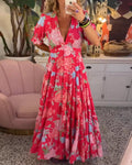 Maxi Jurk Dames | Bloemenprint & Elegante A-lijn Pasvorm
