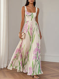 Maxi Jurk Dames | Elegante Bloemenprint & Geplooide Rok