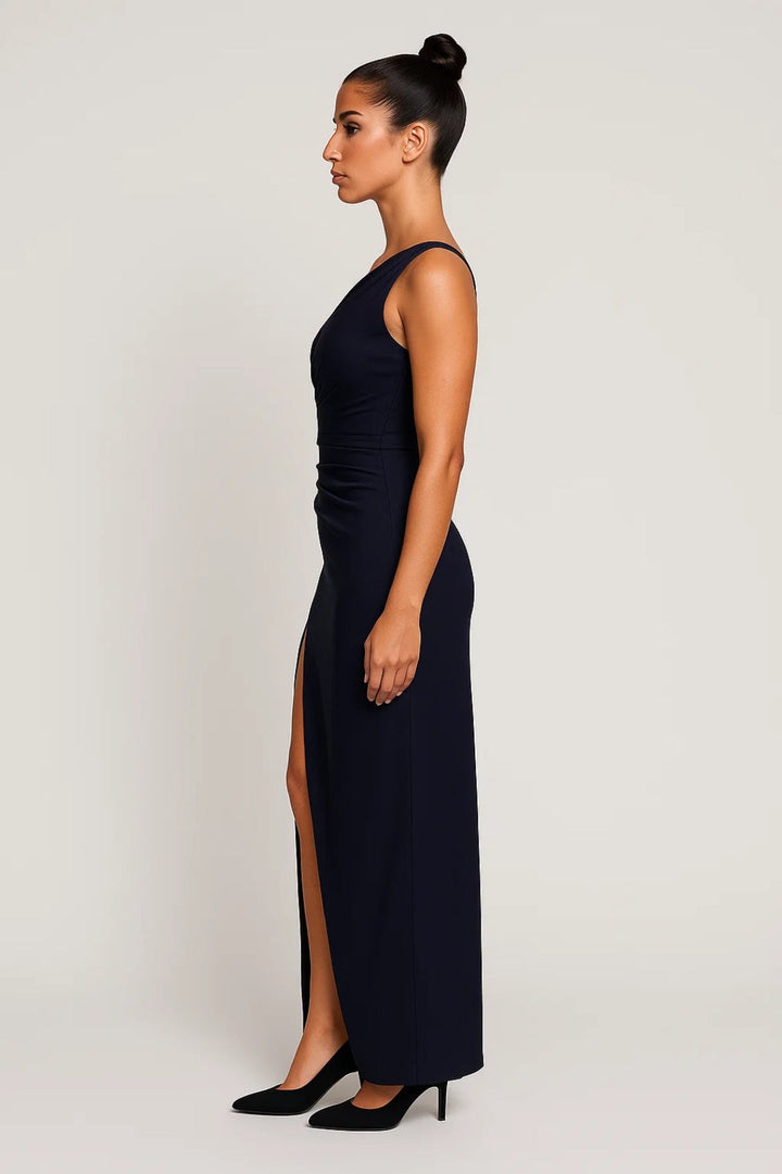 Maxi Jurk Dames | One Shoulder met Hoge Split &amp; Gedrapeerde Taille
