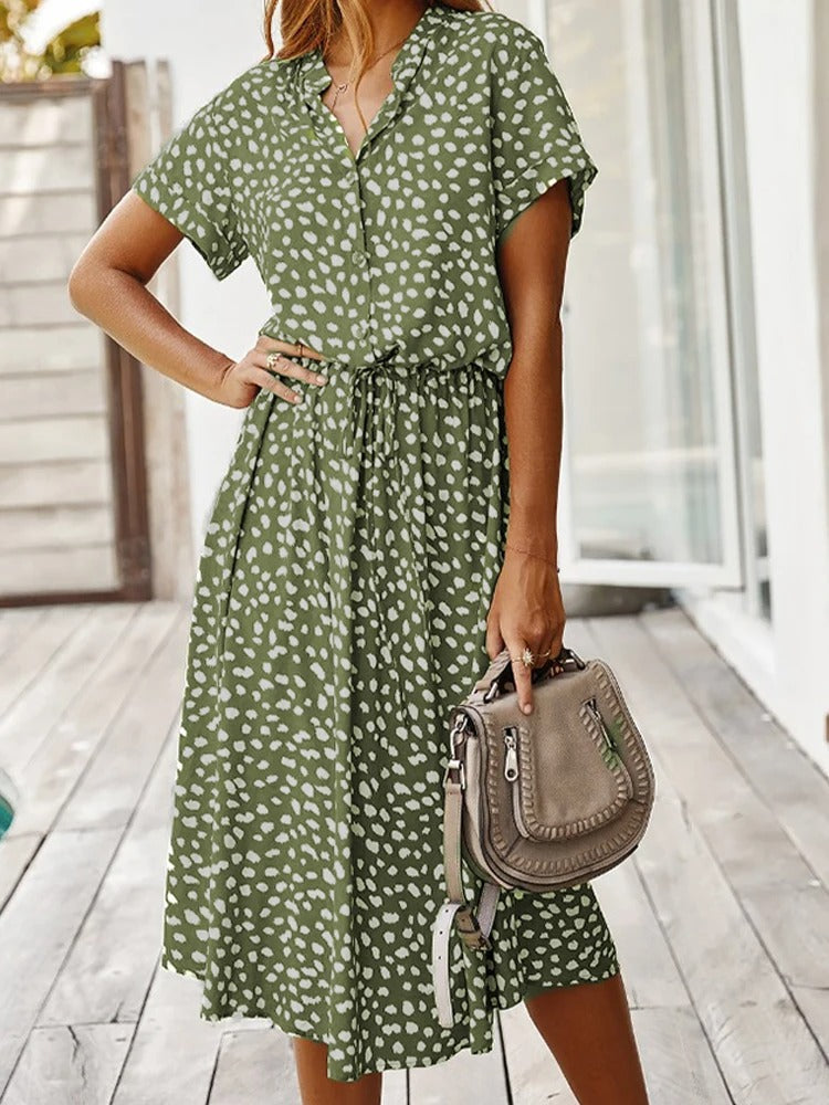 Midi Jurk Dames | Verstelbare Taille &amp; Zomerse Print