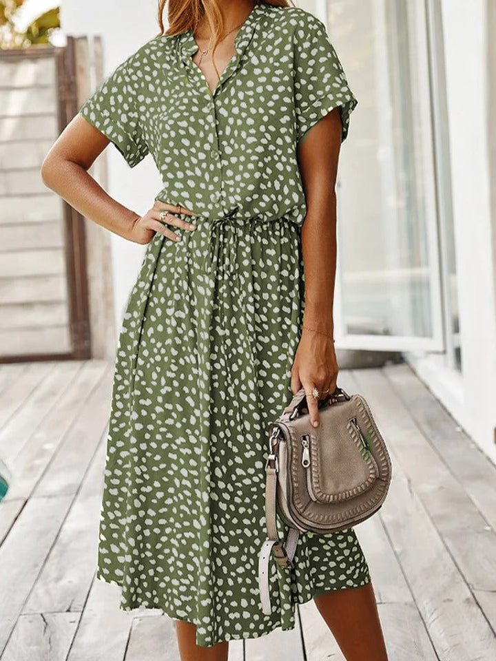 Midi Jurk Dames | Verstelbare Taille &amp; Zomerse Print