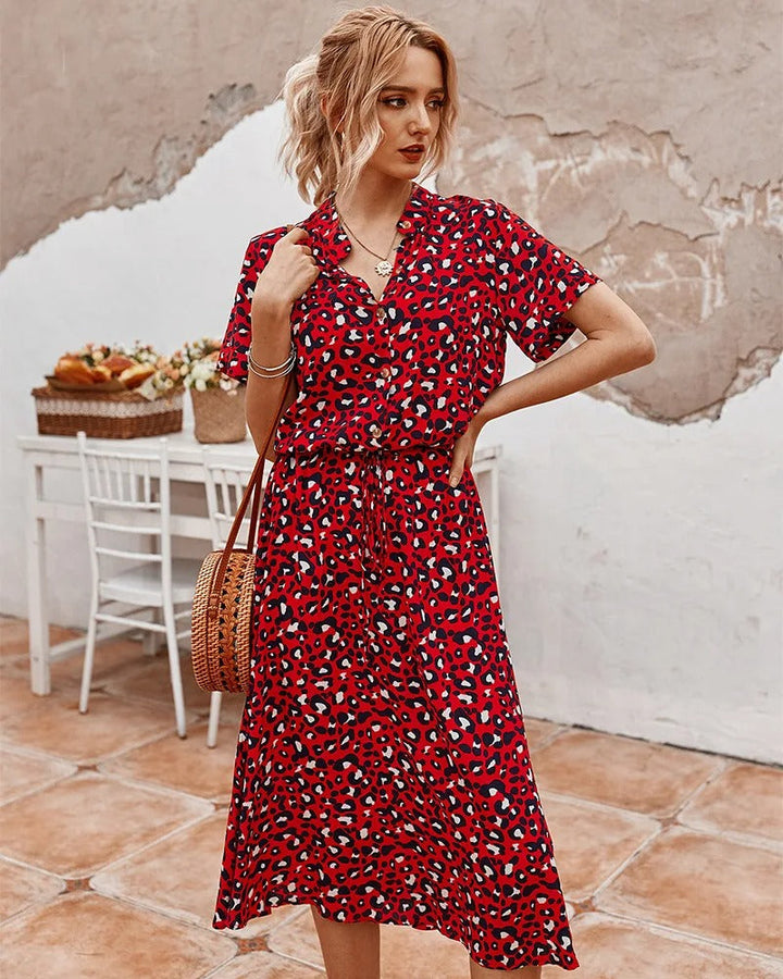 Midi Jurk Dames | Verstelbare Taille &amp; Zomerse Print