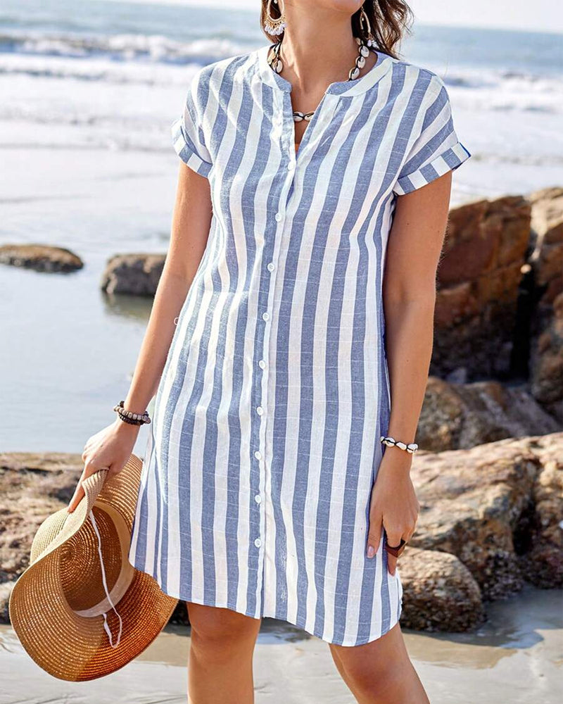 Midi jurk Dames | Gestreept Design &amp; Figuurverlengend Effect
