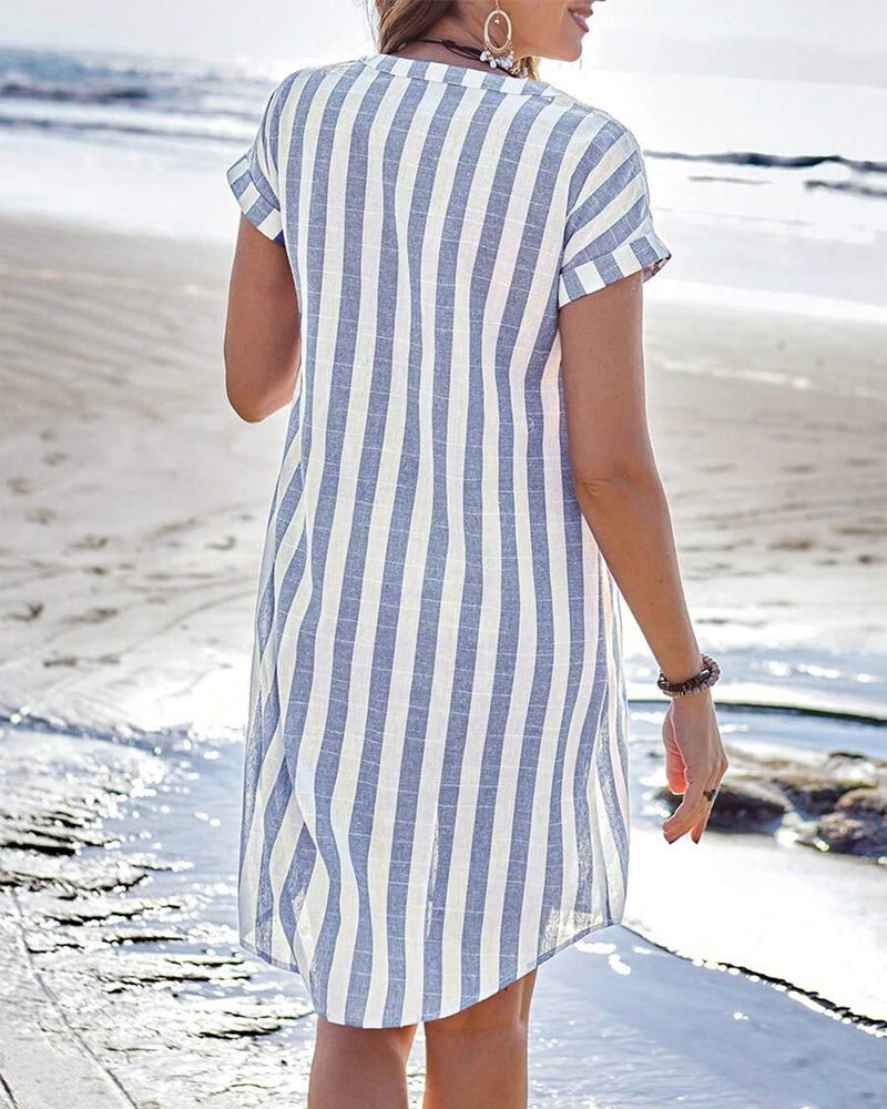 Midi jurk Dames | Gestreept Design &amp; Figuurverlengend Effect