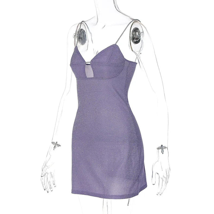 Mini Jurk Dames | Glitter &amp; Cut-Out voor een Sprankelende Avondlook
