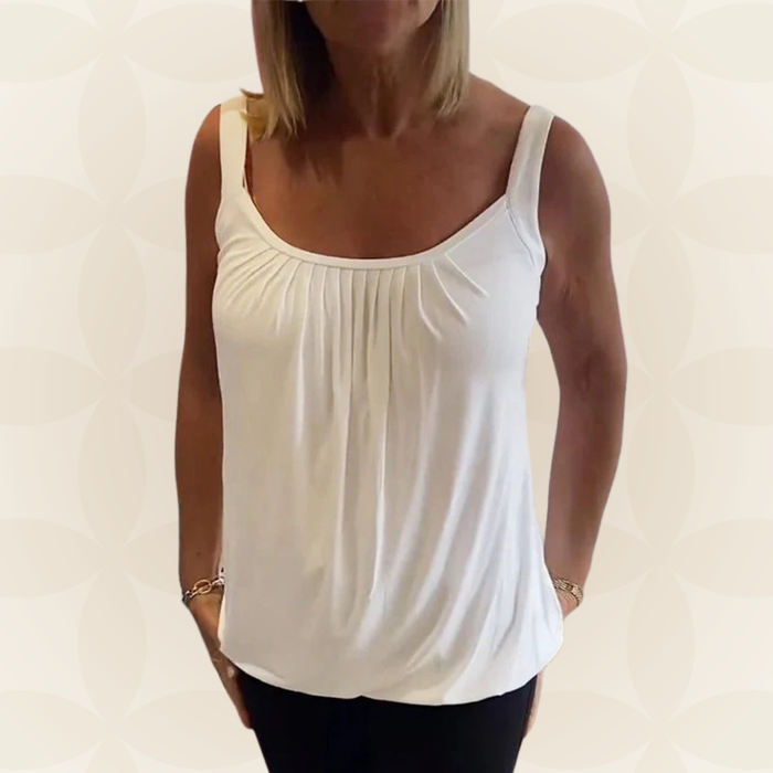 Mouwloze Top Dames | Geplooide U-Hals & Relaxte Pasvorm