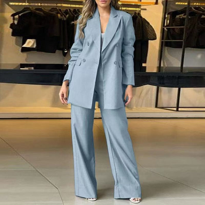 Dames Tweedelig Pak met Blazer en Wijde Broek