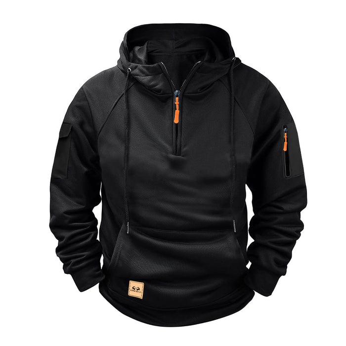 Heren Hoodie met Halve Rits en Kangoerozak