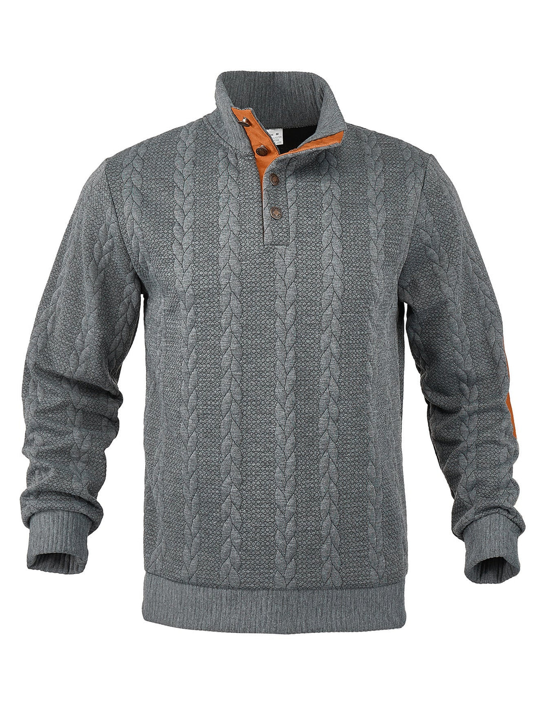 Heren Kabelpatroon Pullover Staande Kraag Halve Rits