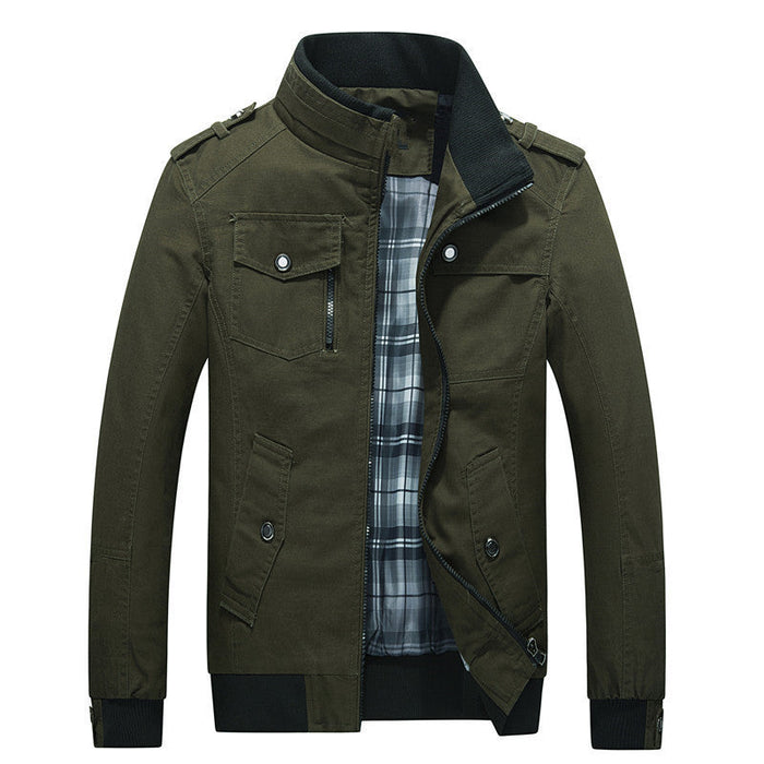 Heren Fieldjacket met Hoge Kraag en Gevoerd Design