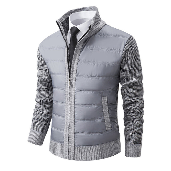 Heren Hybride Gebreide Cardigan met Gestepte Voorkant