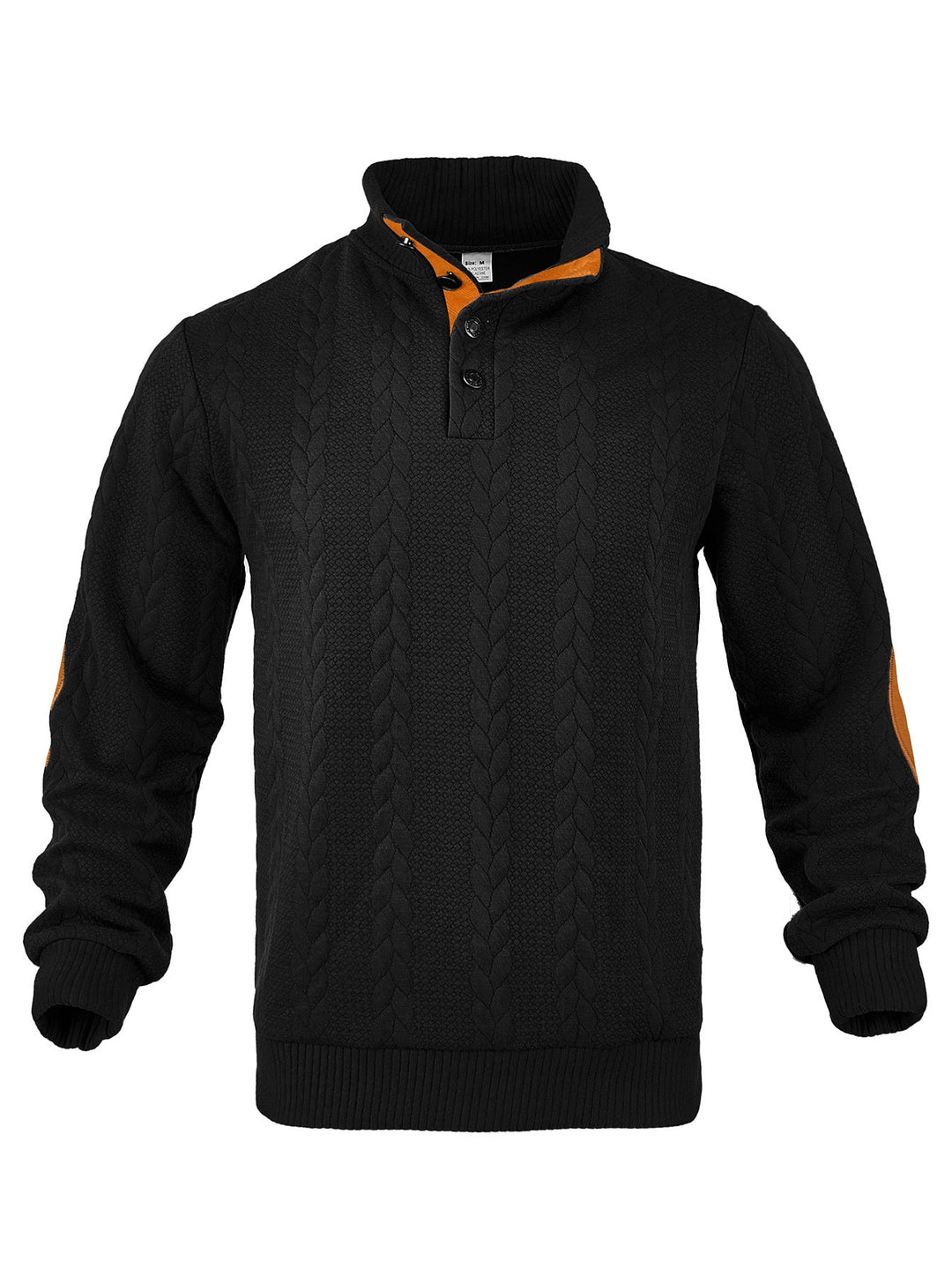Heren Kabelpatroon Pullover Staande Kraag Halve Rits