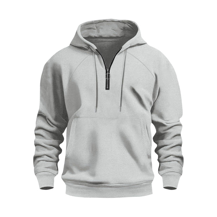 Heren Half-Zip Hoodie met Kangoeroe Zak en Verstelbare Capuchon