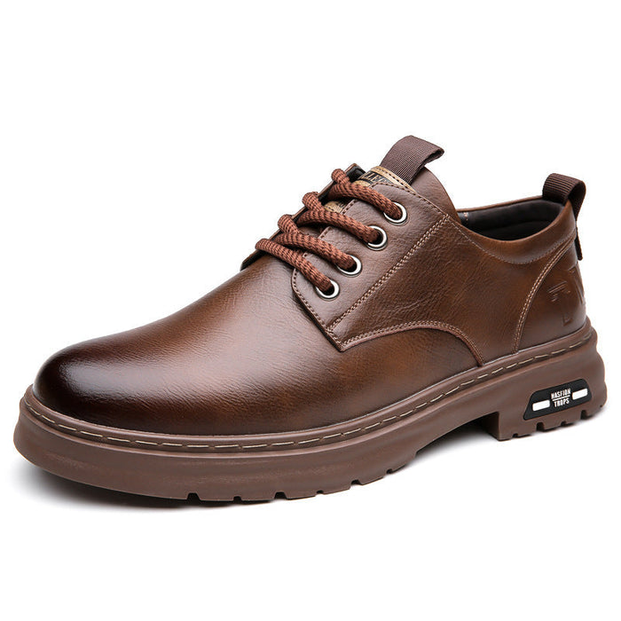 Heren Leren Veterschoenen met Rubberen Profielzool
