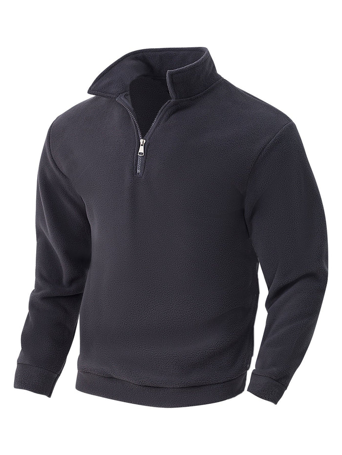 Herren Fleece-Halbzip-Pullover mit Stehkragen, weichem Teddy-Fleece und elastischen Bündchen Drune