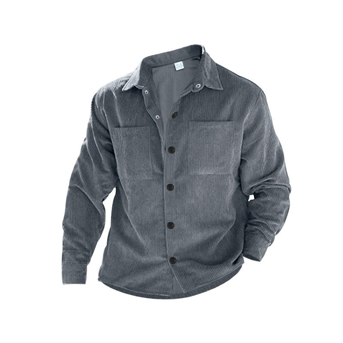 Heren Ribfluwelen Overshirt met Opgestikte Zakken