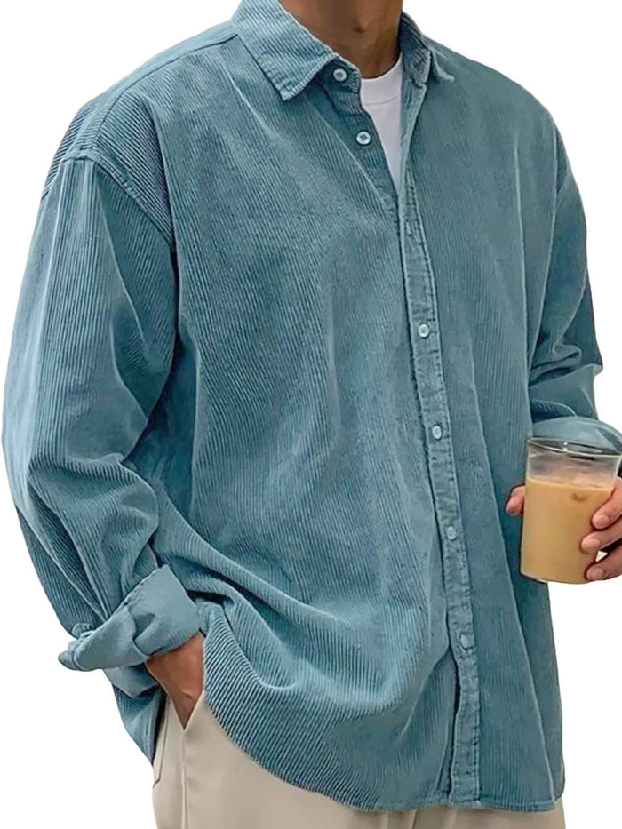 Heren Oversized Cordoverhemd met Brede Ribbel voor Casual Stijl