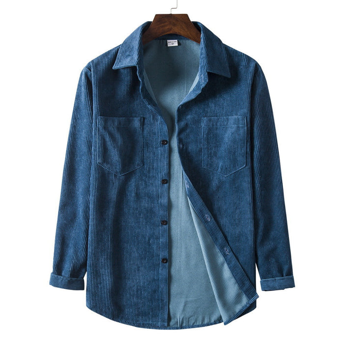 Heren Corduroy Overhemd met Borstzakken en Knoopsluiting