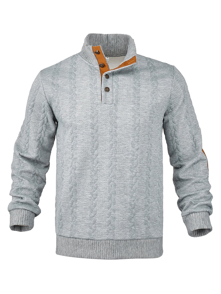 Heren Kabelpatroon Pullover Staande Kraag Halve Rits