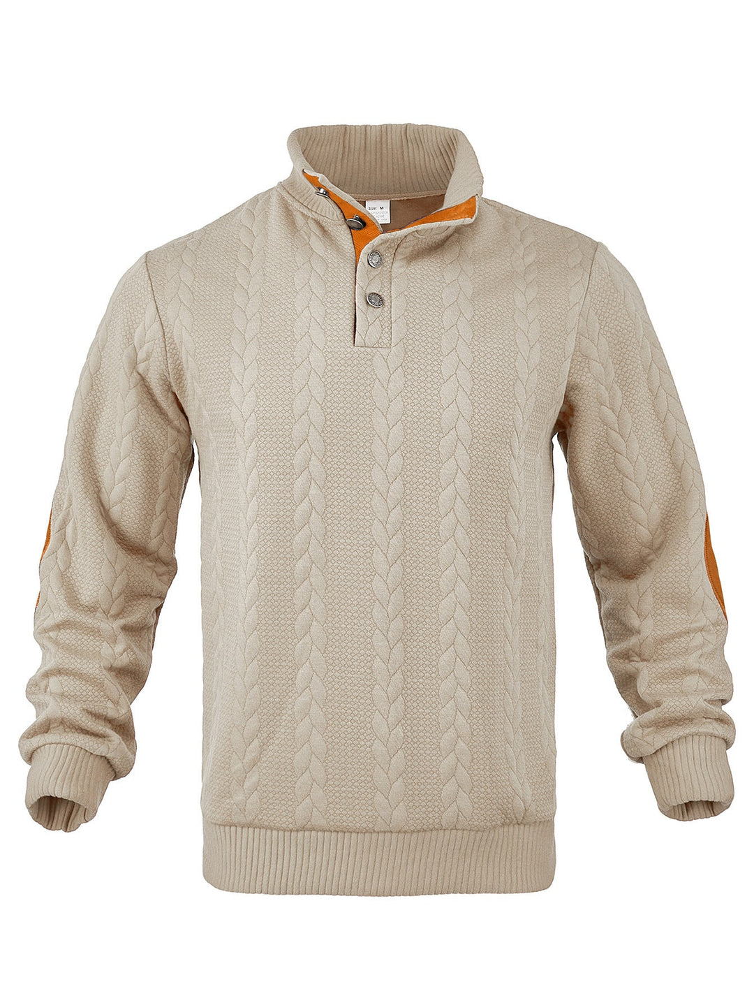 Heren Kabelpatroon Pullover Staande Kraag Halve Rits