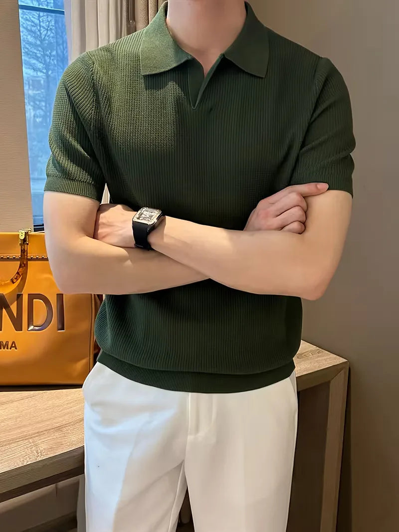 Polo Heren Korte Mouw | Gebreid Ribbelpatroon &amp; Verfijnd