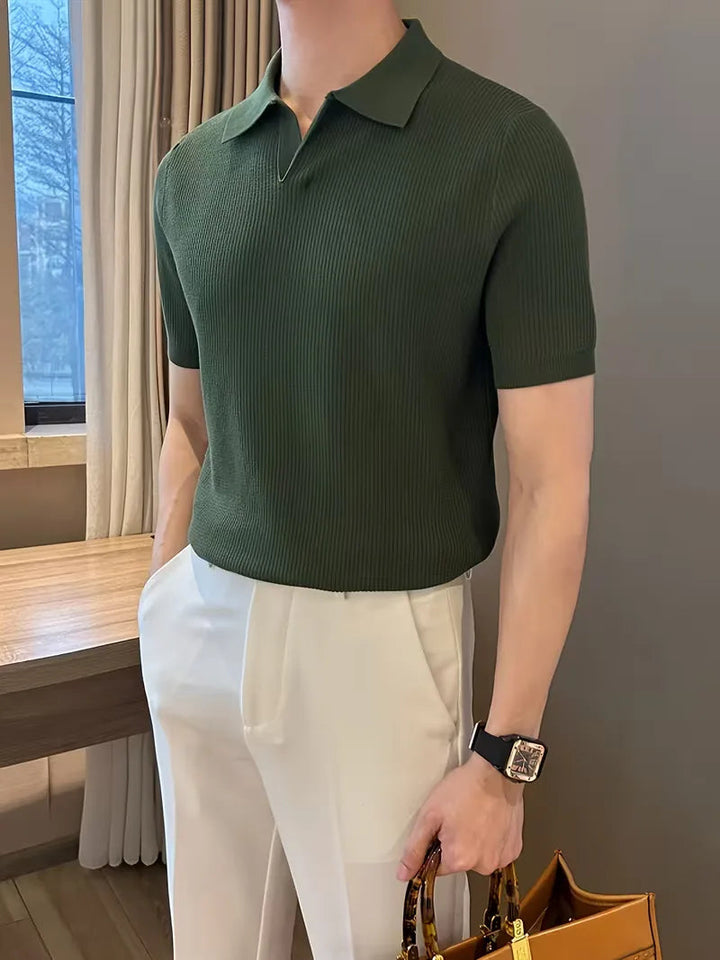 Polo Heren Korte Mouw | Gebreid Ribbelpatroon &amp; Verfijnd