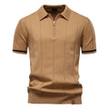 Polo Shirt Heren | Gebreid met Ritssluiting & Verticale Lijnen