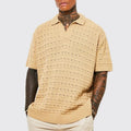 Poloshirt Heren | Gebreid Open-Knit Texture & V-hals Kraag