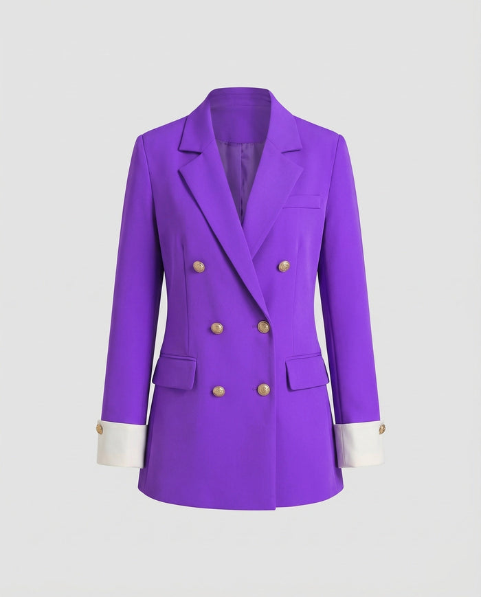 Dames Getailleerde Blazer Dubbele Knopenrij