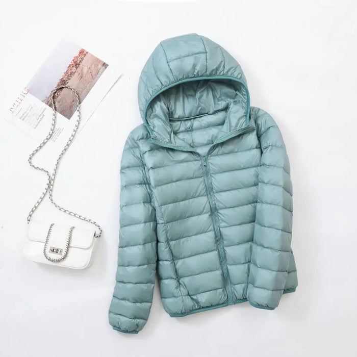 Dames Gewatteerde Donsjas met Capuchon en Ritssluiting