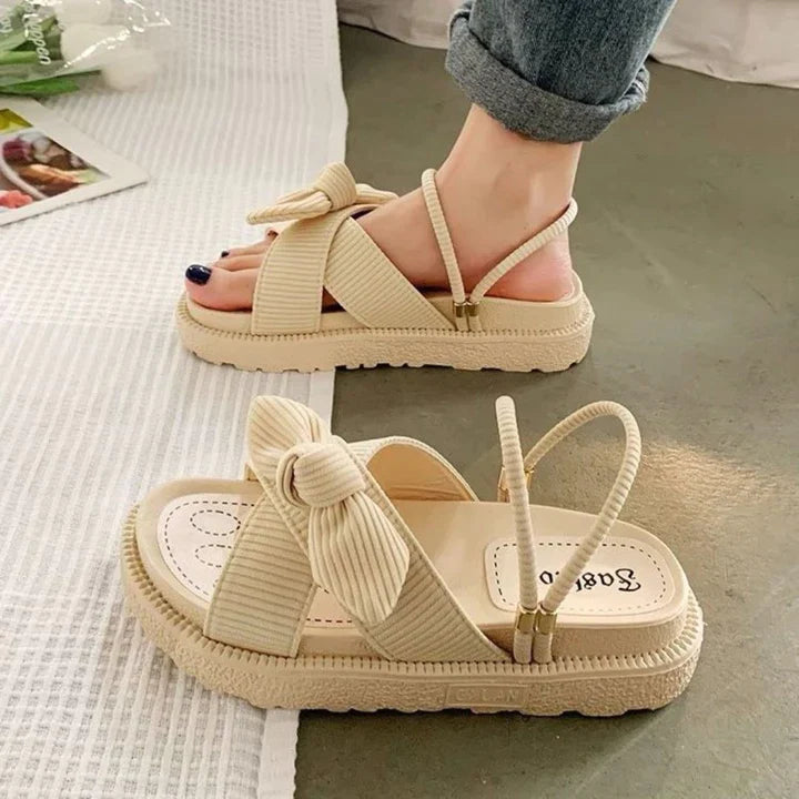 Sandaal Dames | Strikdetail &amp; Zomers Platformcomfort