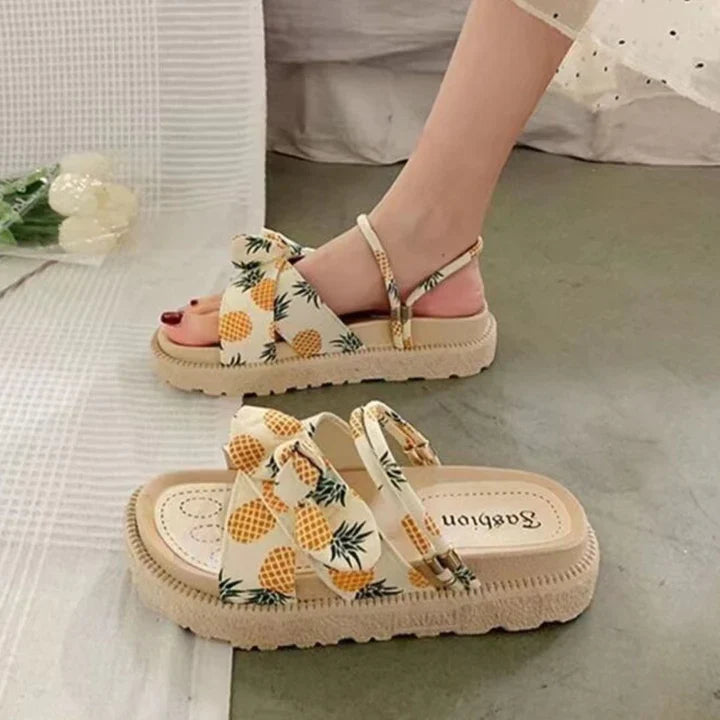 Sandaal Dames | Strikdetail &amp; Zomers Platformcomfort