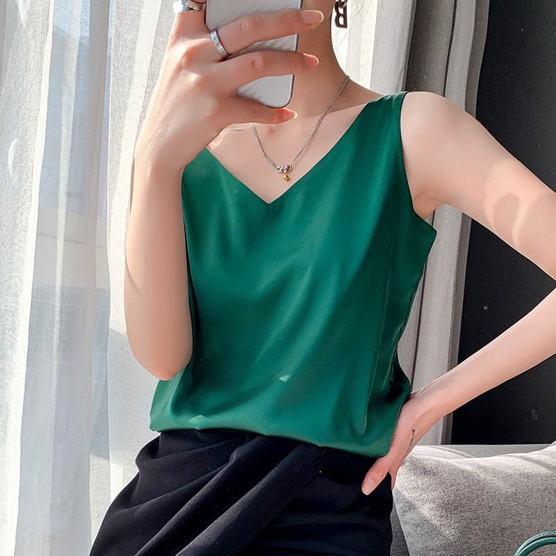 Tanktop Dames | Minimalistisch &amp; Luxe V-hals Design