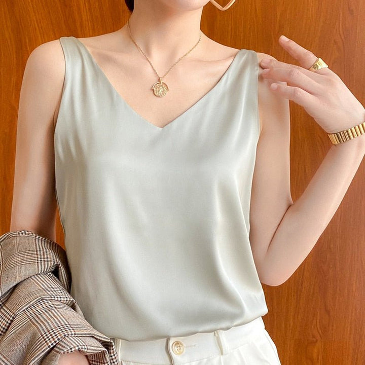 Tanktop Dames | Minimalistisch &amp; Luxe V-hals Design
