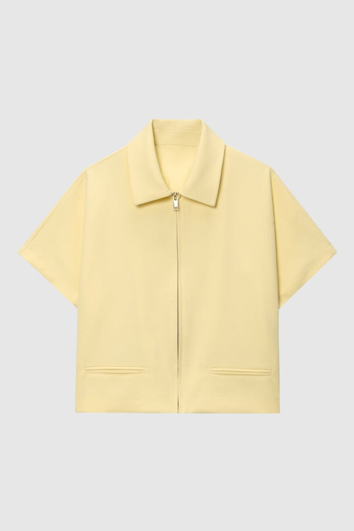 Top Dames | Cropped Zip Jasje met Revers &amp; Moderne Snit