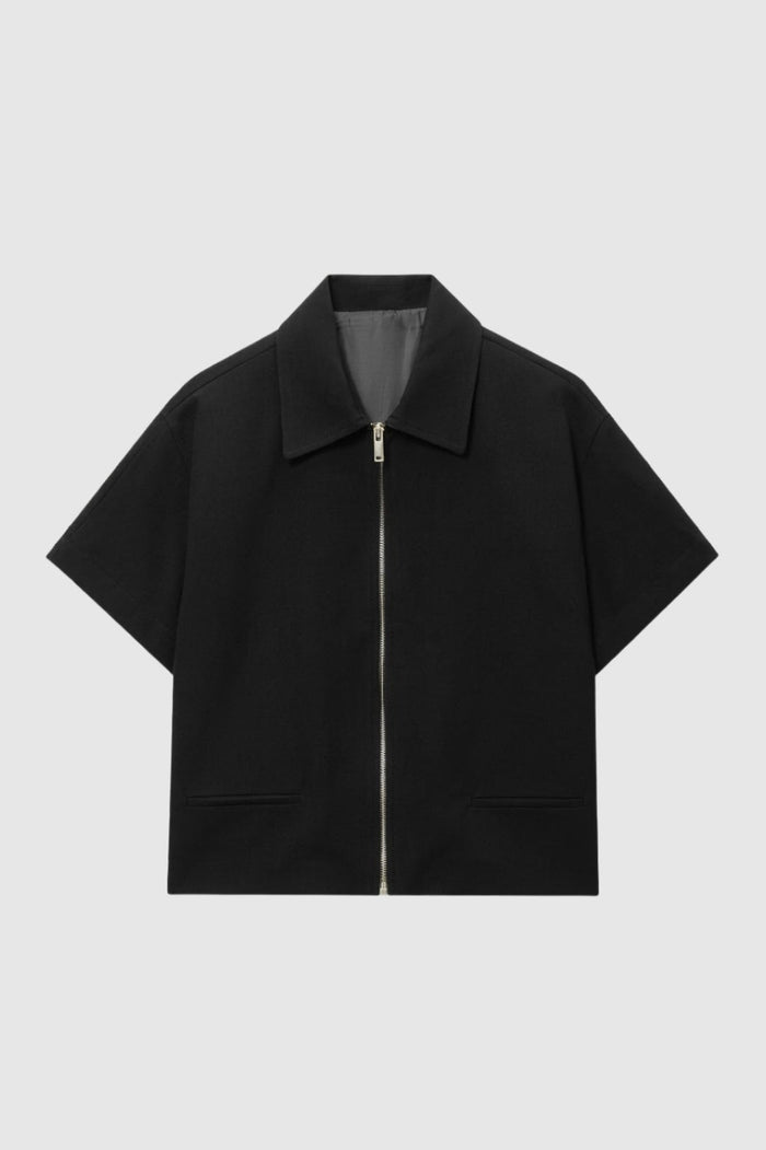 Top Dames | Cropped Zip Jasje met Revers & Moderne Snit