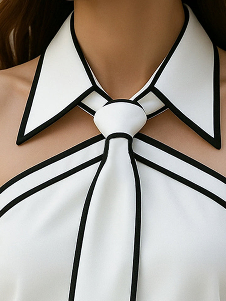 Top Dames | Haltermodel met Kraag &amp; Strikdetail