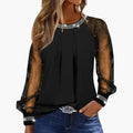 Top Dames | Mesh Mouwen & Glamoureuze Strass Details