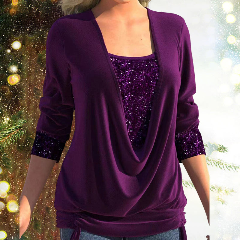Top Dames | Pailletten Glitter Detail &amp; Elegante Drapering