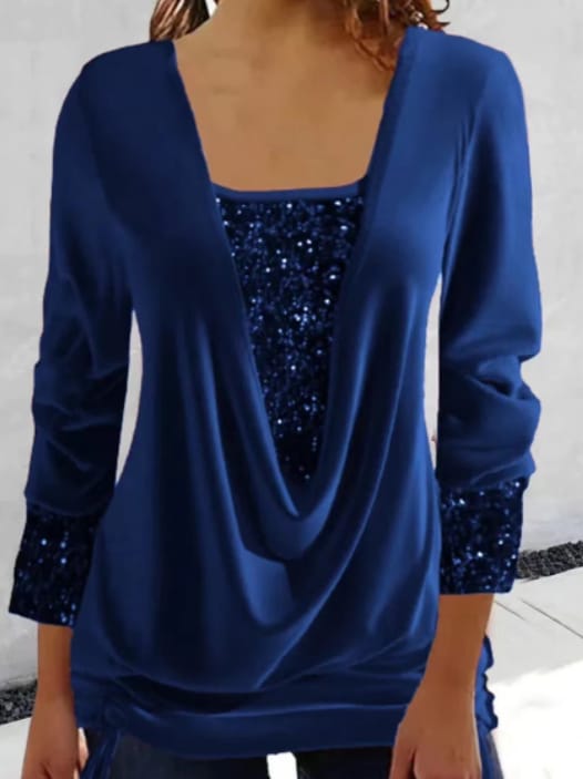 Top Dames | Pailletten Glitter Detail &amp; Elegante Drapering