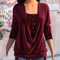 Top Dames | Pailletten Glitter Detail & Elegante Drapering