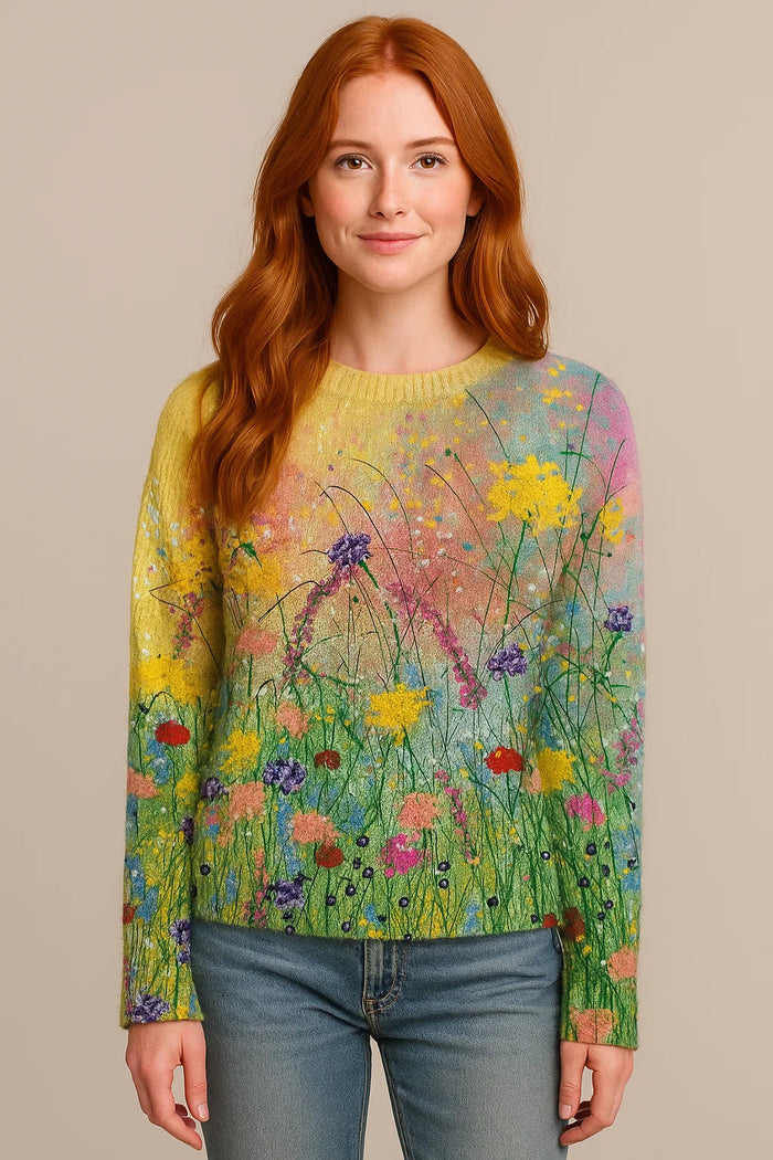 Trui Dames | Kunstzinnige Bloemenprint