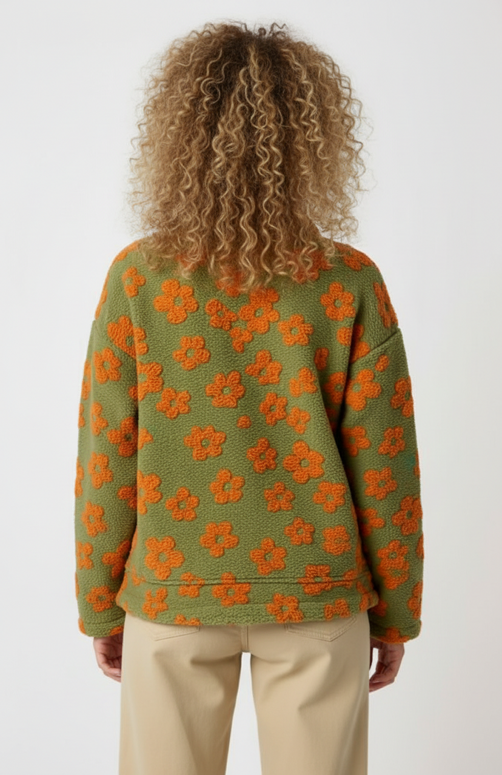 Trui Dames | Speels Bloemenmotief met Halve Rits