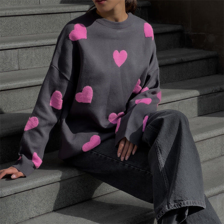 Trui Dames met Hartmotief | Warm &amp; Losse Pasvorm