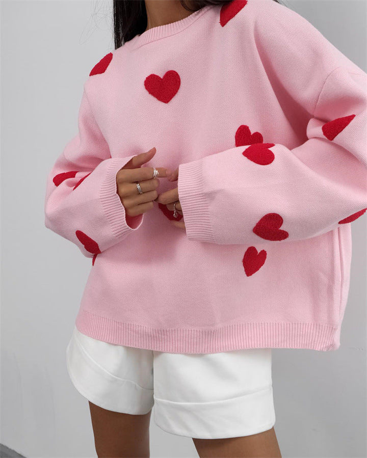 Trui Dames met Hartmotief | Warm &amp; Losse Pasvorm